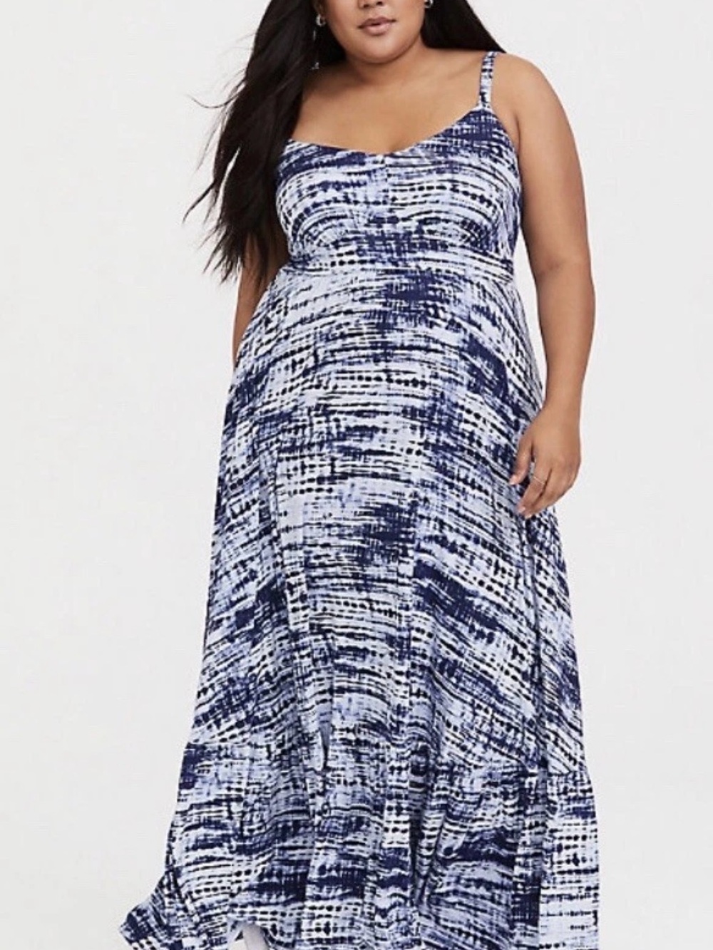 torrid Blue and White Tie-Dye Scoop Neck Top